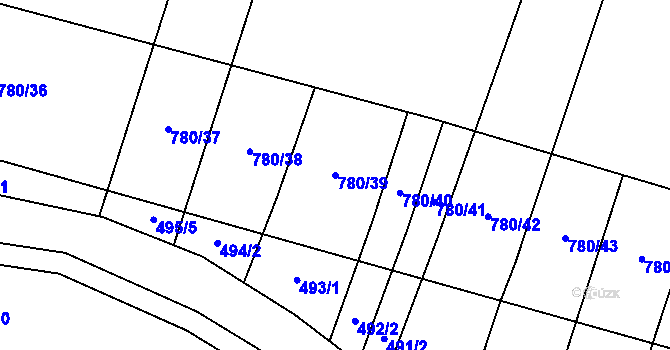 Parcela st. 780/39 v KÚ Komárno, Katastrální mapa