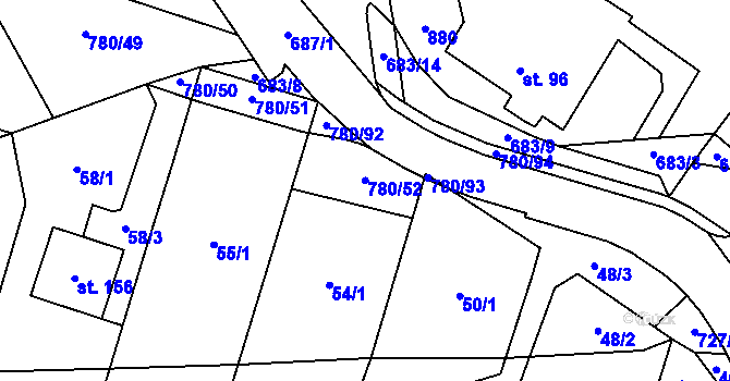 Parcela st. 780/52 v KÚ Komárno, Katastrální mapa