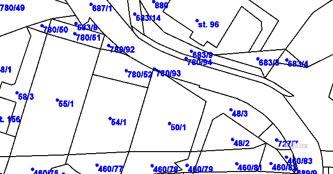 Parcela st. 780/53 v KÚ Komárno, Katastrální mapa