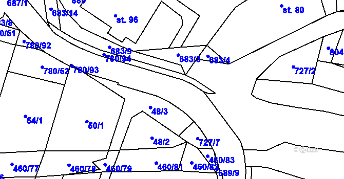 Parcela st. 780/55 v KÚ Komárno, Katastrální mapa