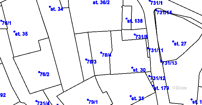 Parcela st. 78/4 v KÚ Komárno, Katastrální mapa