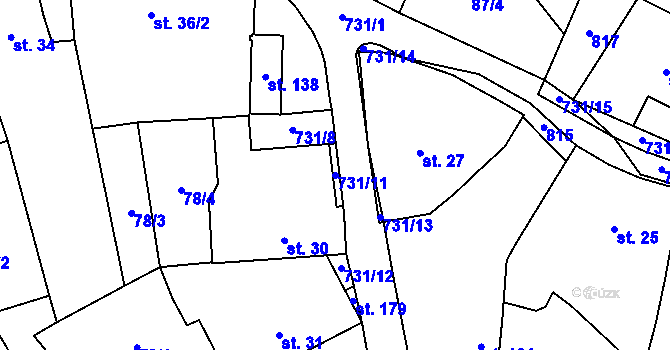 Parcela st. 731/11 v KÚ Komárno, Katastrální mapa