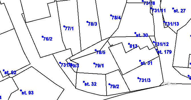 Parcela st. 78/5 v KÚ Komárno, Katastrální mapa