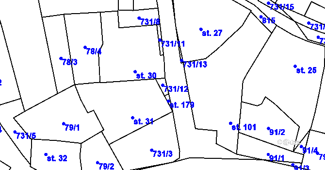 Parcela st. 731/12 v KÚ Komárno, Katastrální mapa