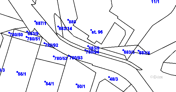 Parcela st. 683/9 v KÚ Komárno, Katastrální mapa
