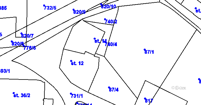 Parcela st. 87/5 v KÚ Komárno, Katastrální mapa