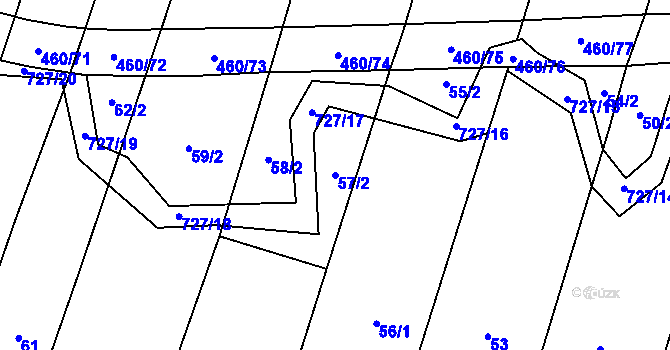 Parcela st. 57/2 v KÚ Komárno, Katastrální mapa