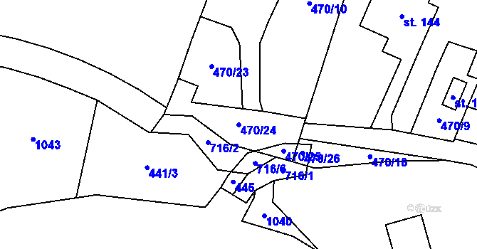 Parcela st. 470/24 v KÚ Komárno, Katastrální mapa