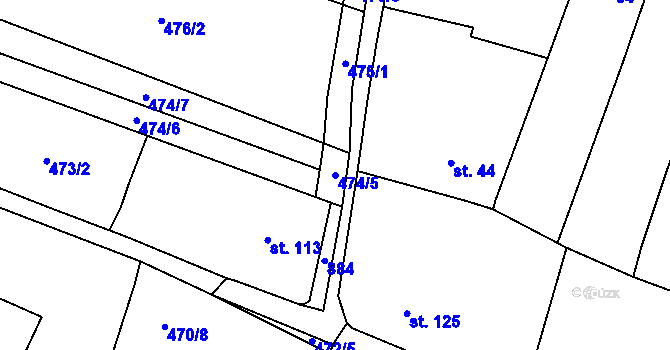 Parcela st. 474/5 v KÚ Komárno, Katastrální mapa