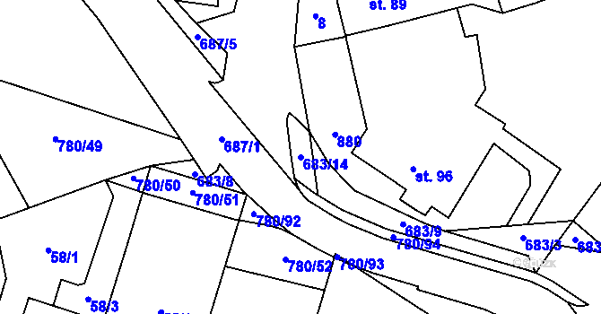 Parcela st. 683/14 v KÚ Komárno, Katastrální mapa