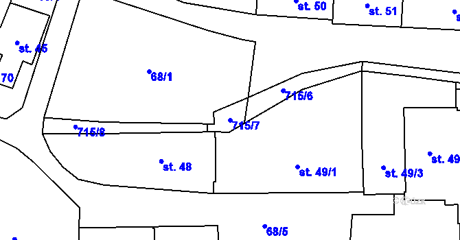 Parcela st. 715/7 v KÚ Komárno, Katastrální mapa
