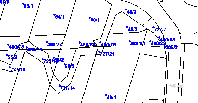Parcela st. 727/21 v KÚ Komárno, Katastrální mapa