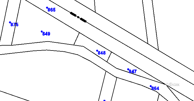 Parcela st. 848 v KÚ Komárno, Katastrální mapa