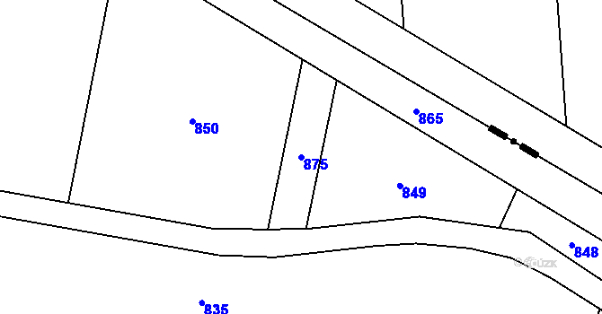 Parcela st. 875 v KÚ Komárno, Katastrální mapa
