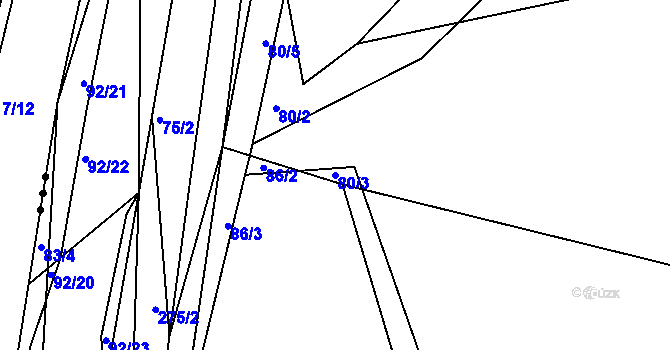 Parcela st. 80/3 v KÚ Kleštěnice, Katastrální mapa