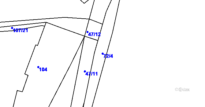Parcela st. 72/4 v KÚ Kleštěnice, Katastrální mapa