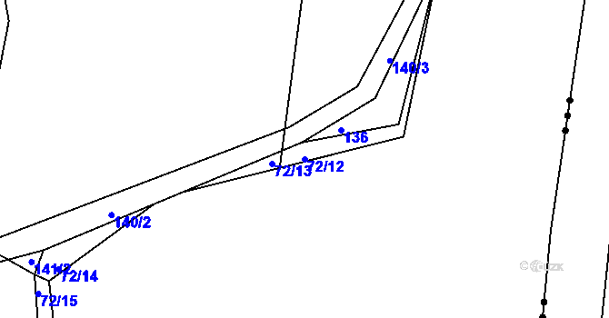 Parcela st. 72/12 v KÚ Kleštěnice, Katastrální mapa