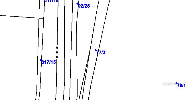 Parcela st. 77/3 v KÚ Kleštěnice, Katastrální mapa