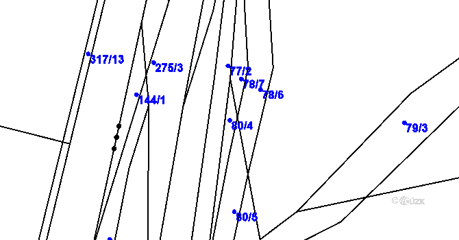 Parcela st. 80/4 v KÚ Kleštěnice, Katastrální mapa