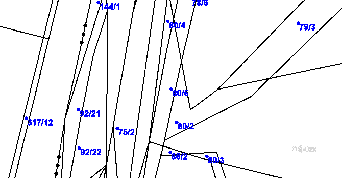 Parcela st. 80/5 v KÚ Kleštěnice, Katastrální mapa