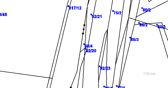 Parcela st. 83/4 v KÚ Kleštěnice, Katastrální mapa
