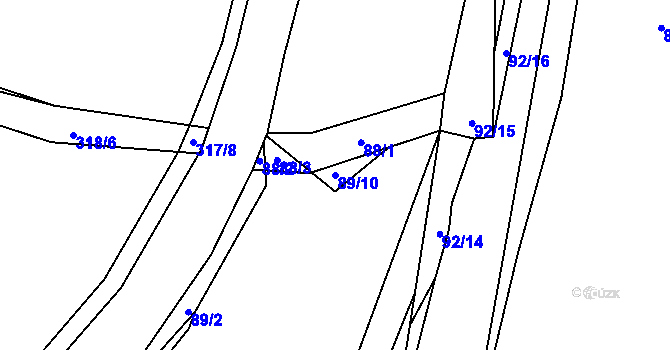 Parcela st. 89/10 v KÚ Kleštěnice, Katastrální mapa