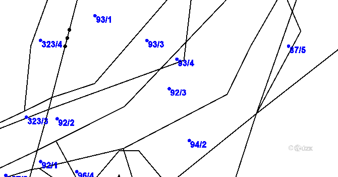 Parcela st. 92/3 v KÚ Kleštěnice, Katastrální mapa