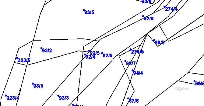 Parcela st. 92/6 v KÚ Kleštěnice, Katastrální mapa
