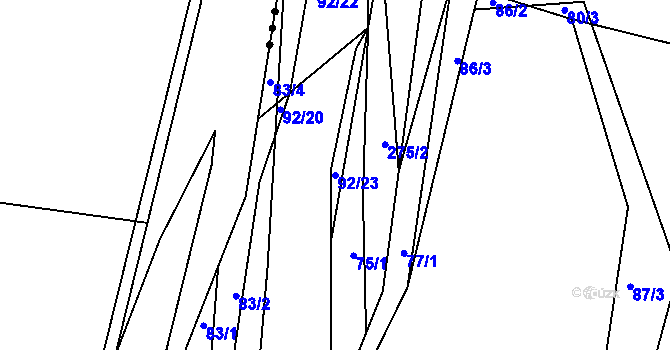 Parcela st. 92/23 v KÚ Kleštěnice, Katastrální mapa