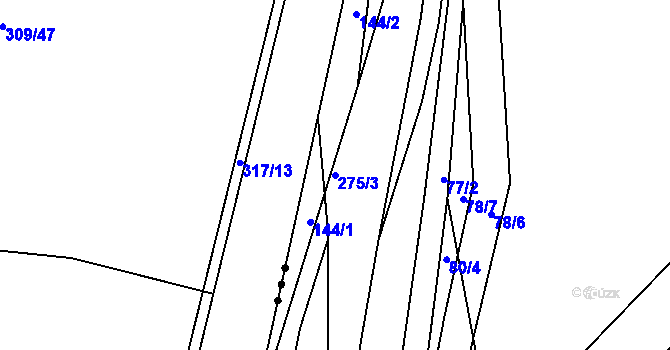 Parcela st. 275/3 v KÚ Kleštěnice, Katastrální mapa
