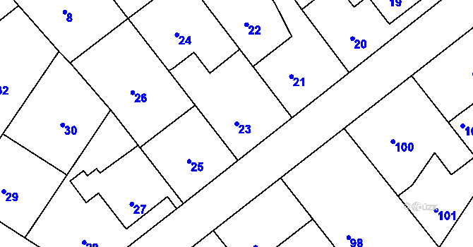 Parcela st. 23 v KÚ Komárov u Hořovic, Katastrální mapa