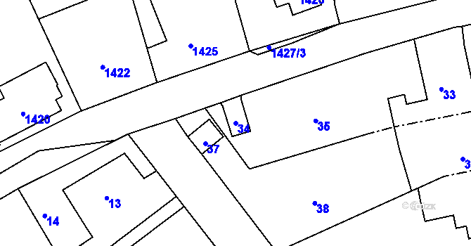Parcela st. 34 v KÚ Komárov u Hořovic, Katastrální mapa