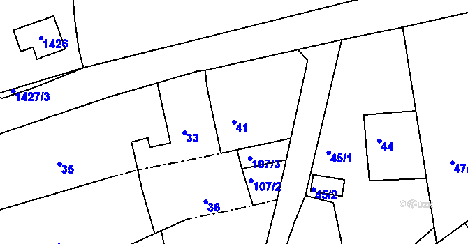 Parcela st. 41 v KÚ Komárov u Hořovic, Katastrální mapa