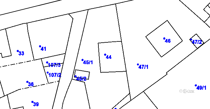Parcela st. 44 v KÚ Komárov u Hořovic, Katastrální mapa