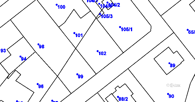 Parcela st. 102 v KÚ Komárov u Hořovic, Katastrální mapa