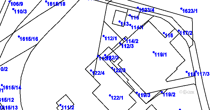 Parcela st. 122/2 v KÚ Komárov u Hořovic, Katastrální mapa