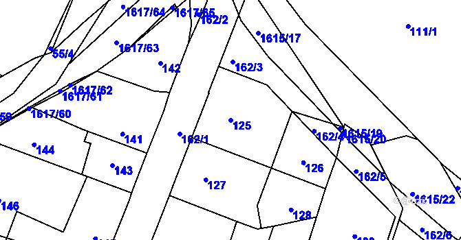 Parcela st. 125 v KÚ Komárov u Hořovic, Katastrální mapa