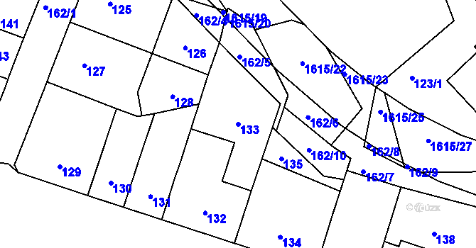Parcela st. 133 v KÚ Komárov u Hořovic, Katastrální mapa