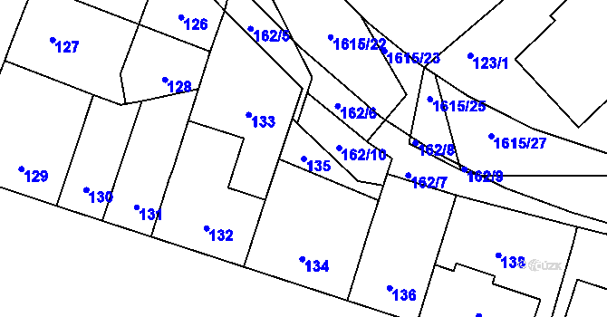 Parcela st. 135 v KÚ Komárov u Hořovic, Katastrální mapa