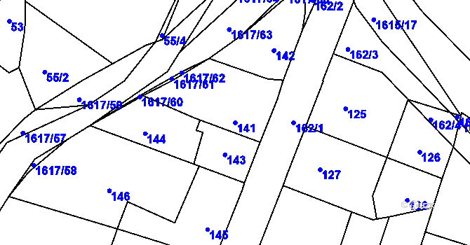 Parcela st. 141 v KÚ Komárov u Hořovic, Katastrální mapa