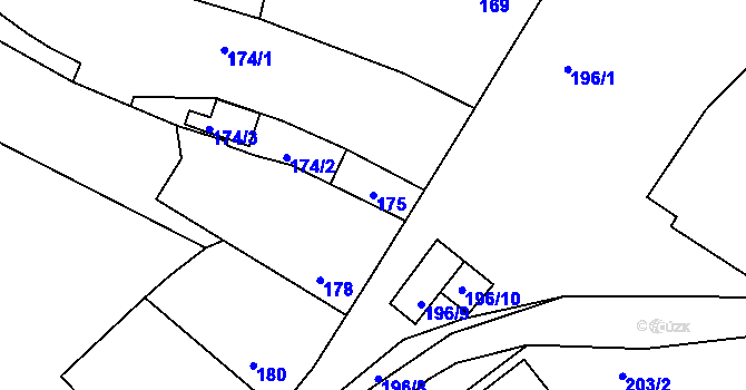 Parcela st. 175 v KÚ Komárov u Hořovic, Katastrální mapa