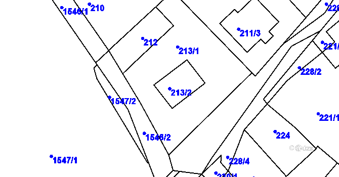 Parcela st. 213/2 v KÚ Komárov u Hořovic, Katastrální mapa
