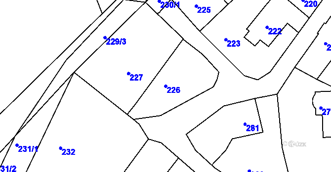 Parcela st. 226 v KÚ Komárov u Hořovic, Katastrální mapa