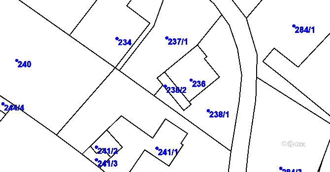 Parcela st. 238/2 v KÚ Komárov u Hořovic, Katastrální mapa