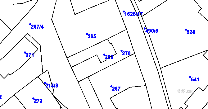 Parcela st. 269 v KÚ Komárov u Hořovic, Katastrální mapa
