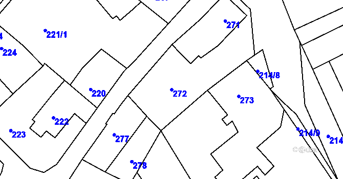Parcela st. 272 v KÚ Komárov u Hořovic, Katastrální mapa