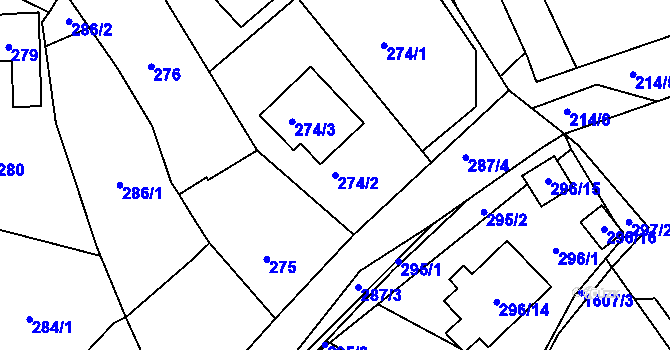 Parcela st. 274/2 v KÚ Komárov u Hořovic, Katastrální mapa