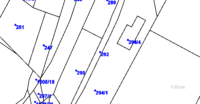 Parcela st. 292 v KÚ Komárov u Hořovic, Katastrální mapa