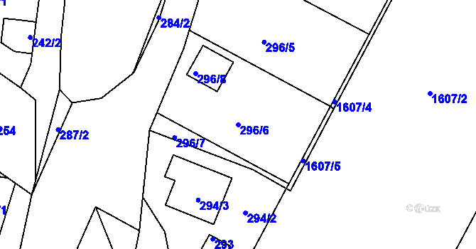 Parcela st. 296/6 v KÚ Komárov u Hořovic, Katastrální mapa
