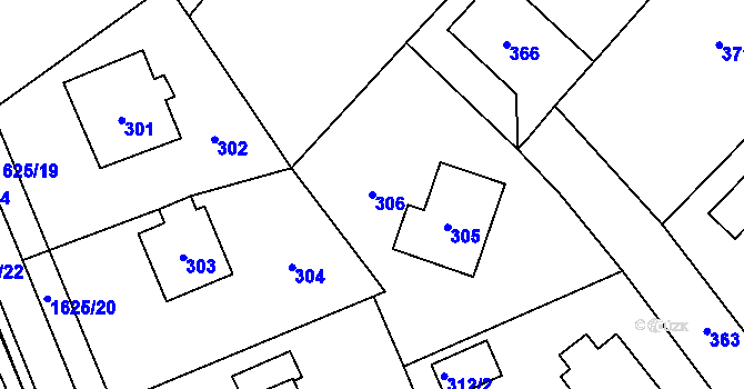 Parcela st. 306 v KÚ Komárov u Hořovic, Katastrální mapa